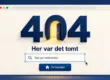 Illustrasjon av en tilpasset 404-side med en lysende dør i nullen, søkefelt og en knapp til forsiden.