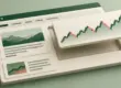 Illustrasjon av en aksjenettside under oppbygging, der en modul med kursgraf settes inn ved siden av artikkelblokker.