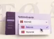 Illustrasjon av språkinnstillinger med bokmål valgt og nynorsk som alternativ, norske flagg og bokstavene Æ, Ø og Å i bakgrunnen.